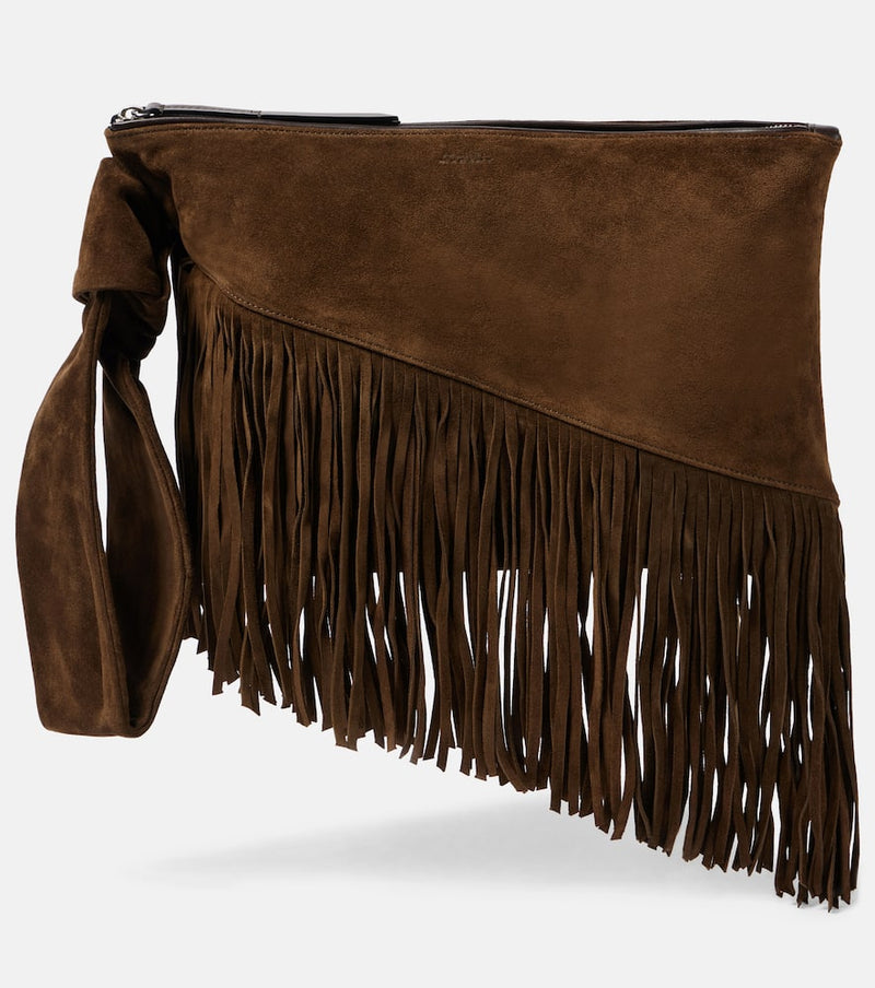 Isabel Marant Faro fringed suede clutch