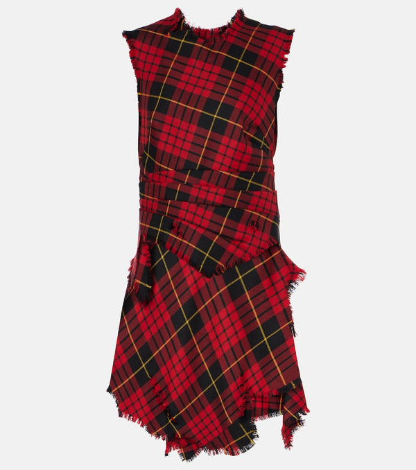 Alexander McQueen Distressed tartan wool minidress