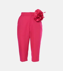 Area Floral-appliqué wool capri pants