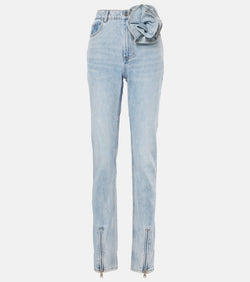 Area Floral-appliqué high-rise straight jeans