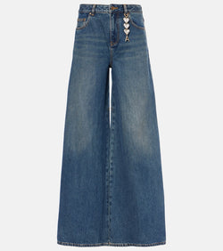 Area Embellished mid-rise wide-leg jeans