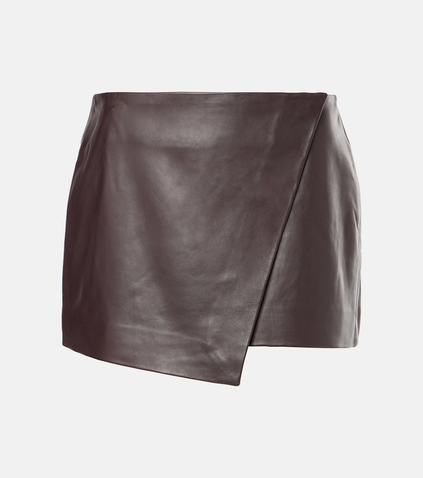 The Frankie Shop Cleo leather wrap skirt