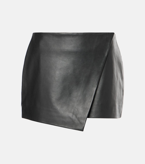 The Frankie Shop Cleo leather wrap skirt