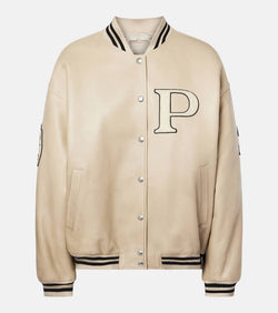 Prada Patch-appliqué padded leather varsity jacket