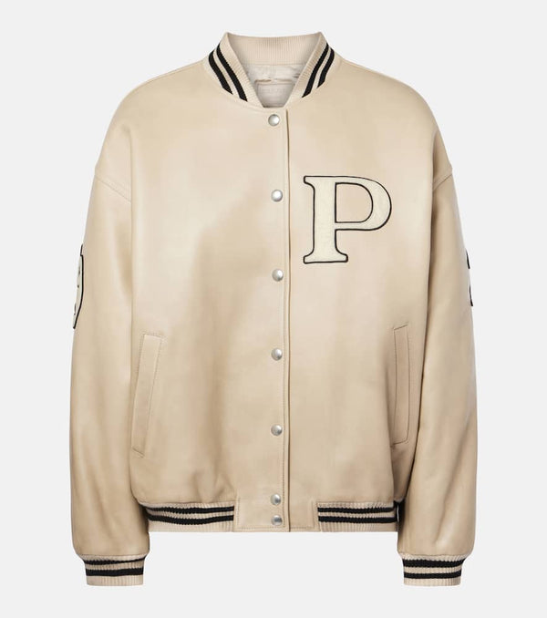 Prada Patch-appliqué padded leather varsity jacket