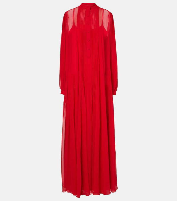 Costarellos Clarinda pleated silk georgette maxi dress