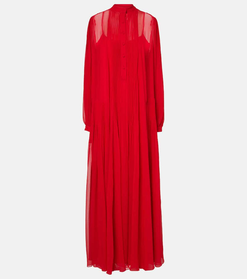 Costarellos Clarinda pleated silk georgette maxi dress