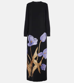 Costarellos Floral embellished crêpe gown