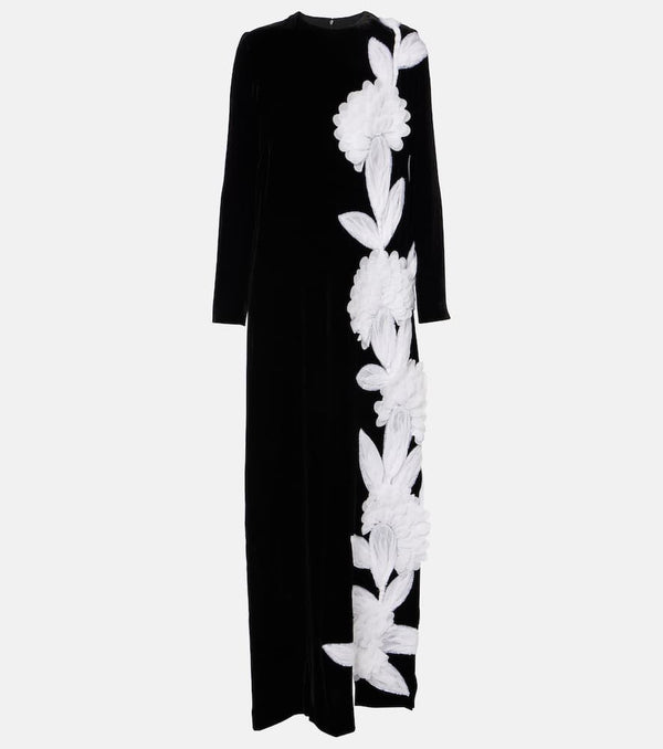 Costarellos Floral appliqué crêpe gown