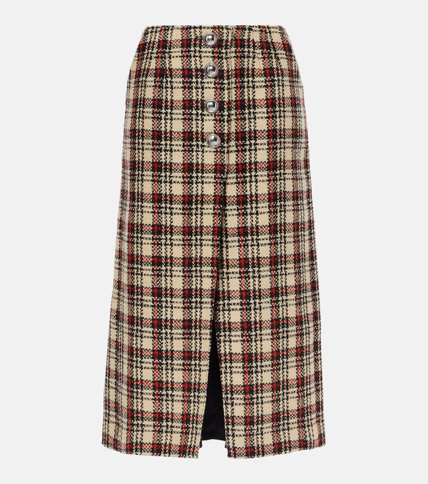 Rabanne Plaid wool and cotton midi skirt