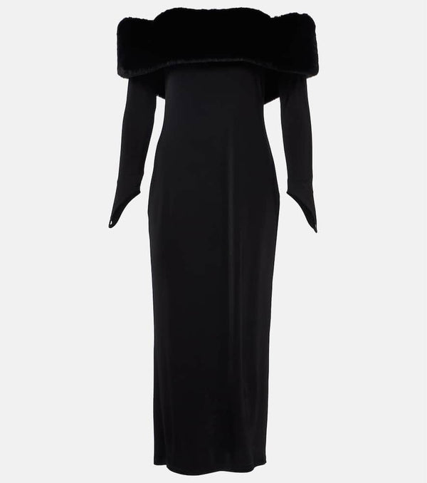 The New Arrivals Ilkyaz Ozel Yazi faux fur-trimmed silk-blend gown