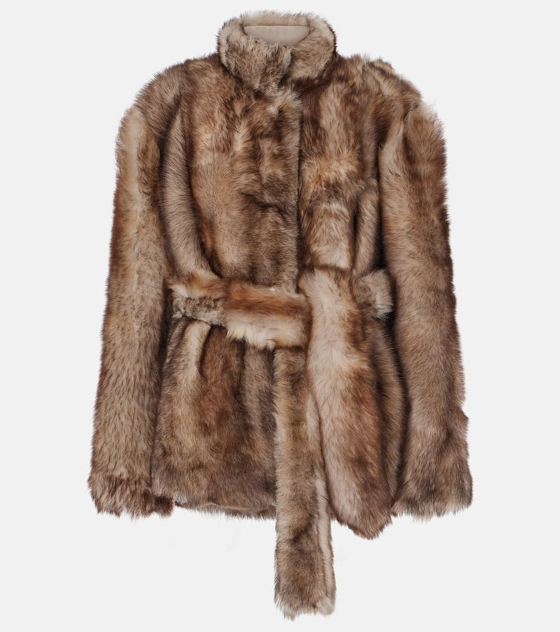 Nour Hammour Elsa belted shearling coat