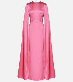 Solace London Adley caped crêpe gown