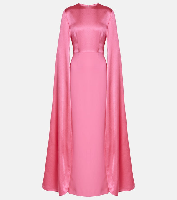 Solace London Adley caped crêpe gown