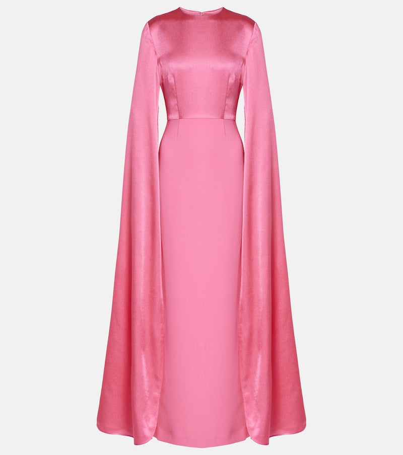 Solace London Adley caped crêpe gown