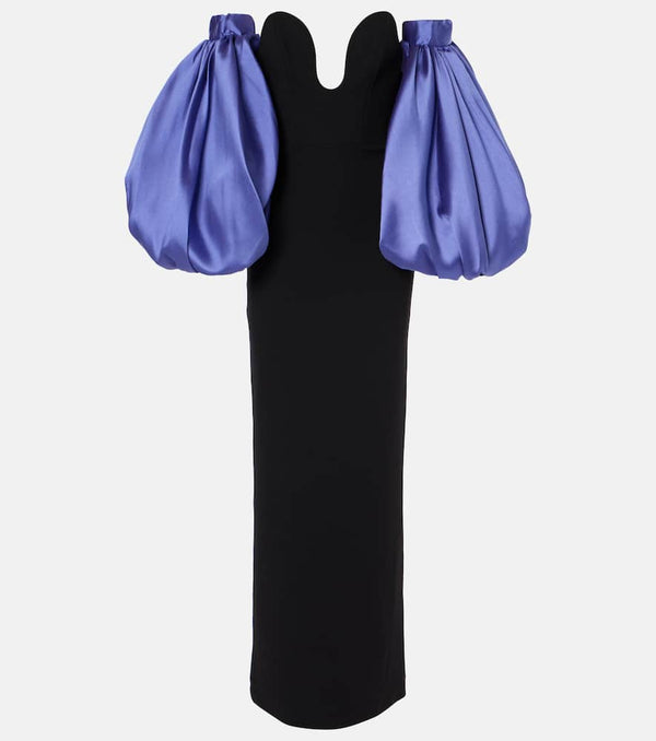 Solace London Karina twill and crêpe gown