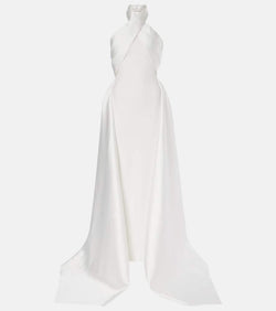 Solace London Rumi twill and crêpe gown