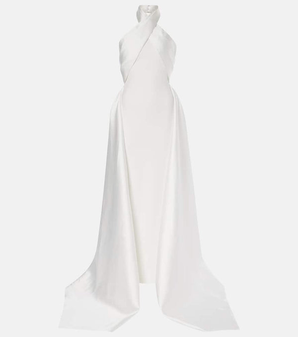 Solace London Rumi twill and crêpe gown