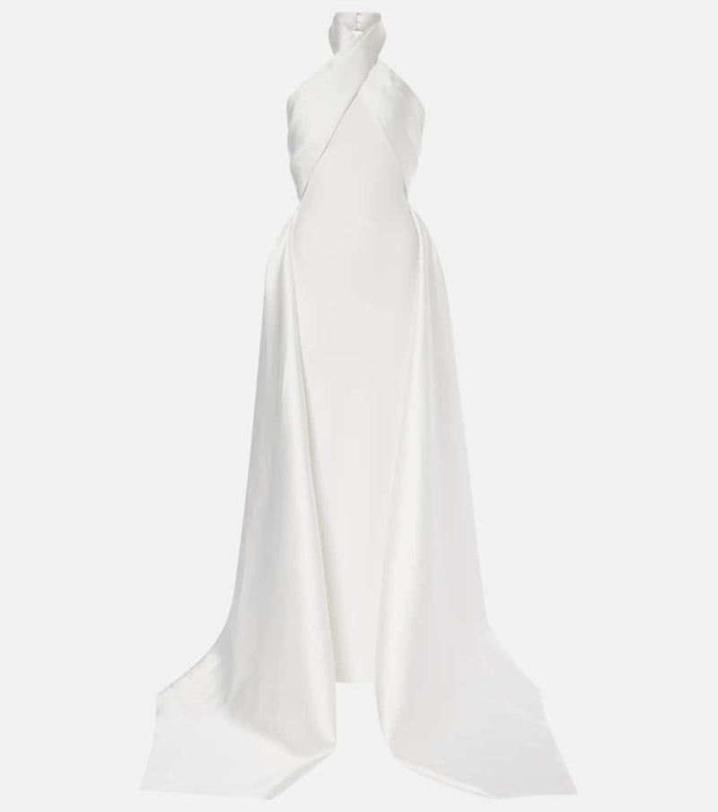 Solace London Rumi twill and crêpe gown