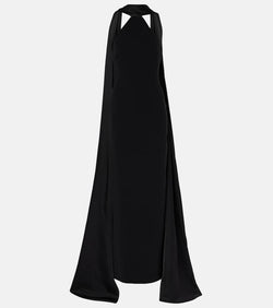 Solace London Ophelia caped satin-trimmed maxi dress