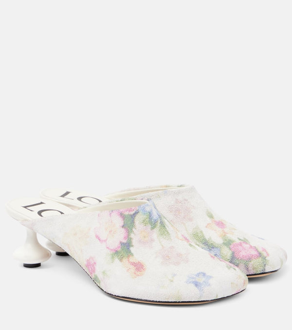 Loewe Toy floral brushed suede mules