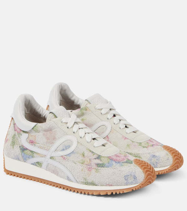 Loewe Flow Runner floral brushed suede sneakers