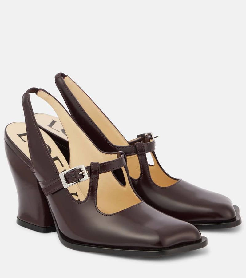 Loewe Onda brushed leather slingback pumps