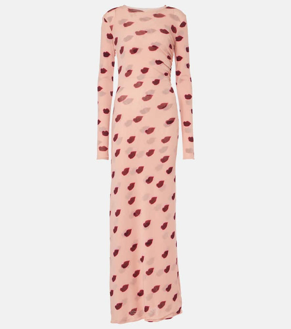 Stella McCartney Lips printed mesh maxi dress