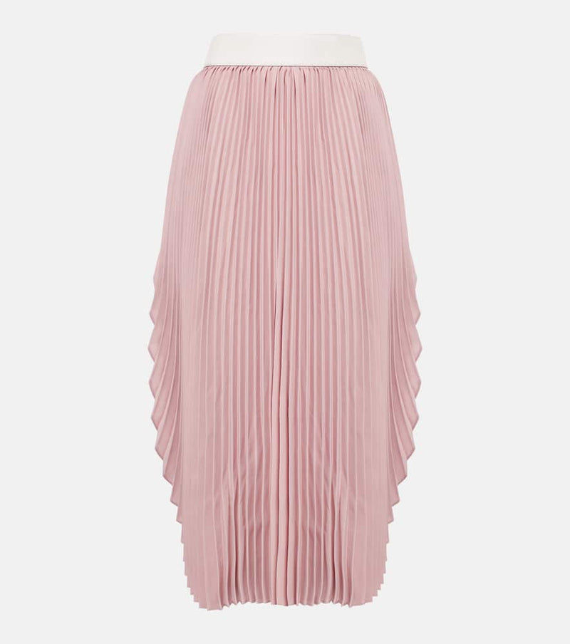 Stella McCartney Leather-trimmed plissé maxi skirt