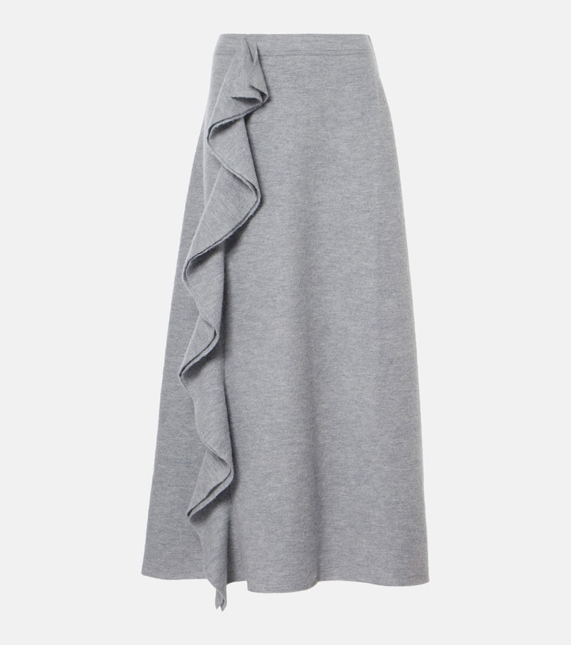 Ulla Johnson Mireya ruffled wool felt maxi skirt