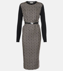 Tory Burch Belted silk-trimmed wool midi dress