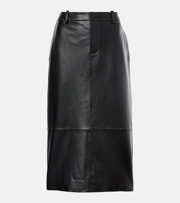 Vince Mid-rise leather pencil skirt