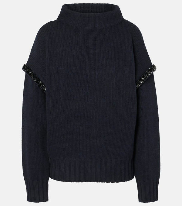 Max Mara Gene embellished virgin wool hoodie