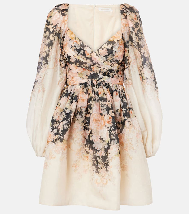 Zimmermann Illustration floral linen and silk minidress