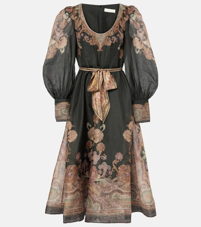 Zimmermann Illustration linen and silk midi dress