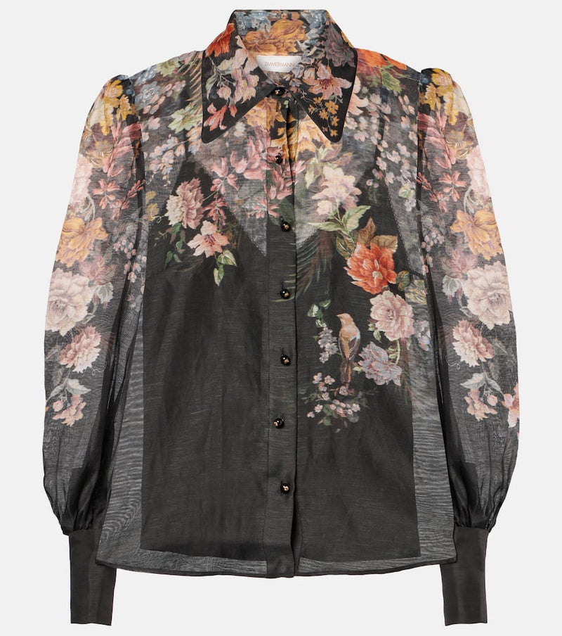 Zimmermann Pavilion floral linen and silk blouse