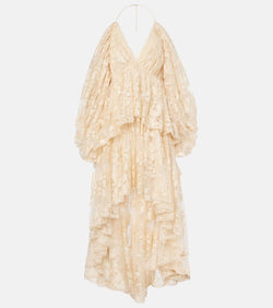 Zimmermann Illustration asymmetric floral lace minidress