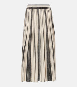 Zimmermann Pleated striped midi skirt