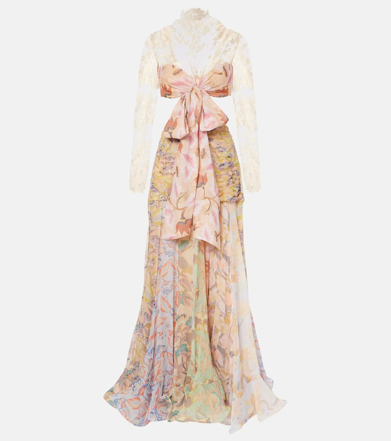 Zimmermann Eden Flounce floral lace-trimmed silk gown