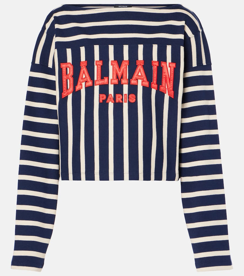 Balmain Logo striped cotton top