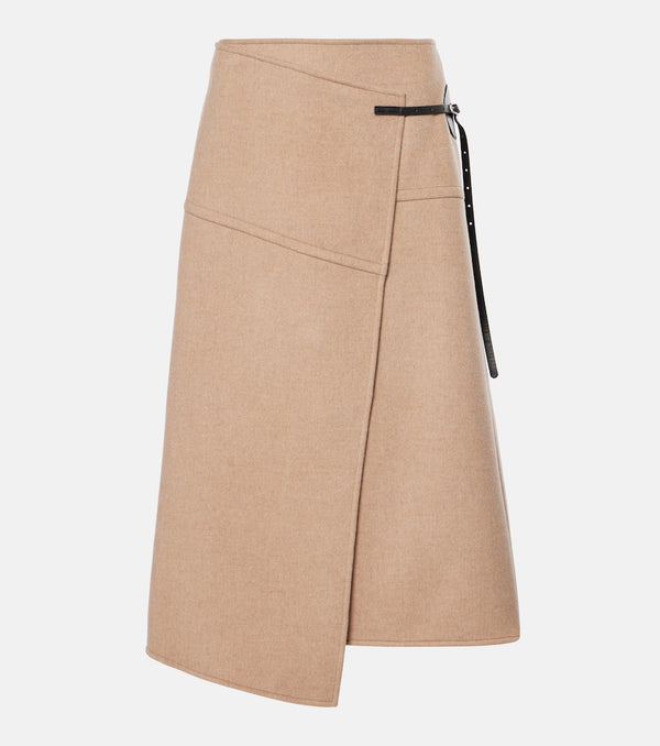 Proenza Schouler Aida leather-trimmed wool wrap skirt