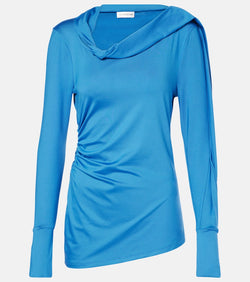 Victoria Beckham Ruched asymmetric jersey top