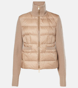 Moncler Down-paneled knitted wool jacket