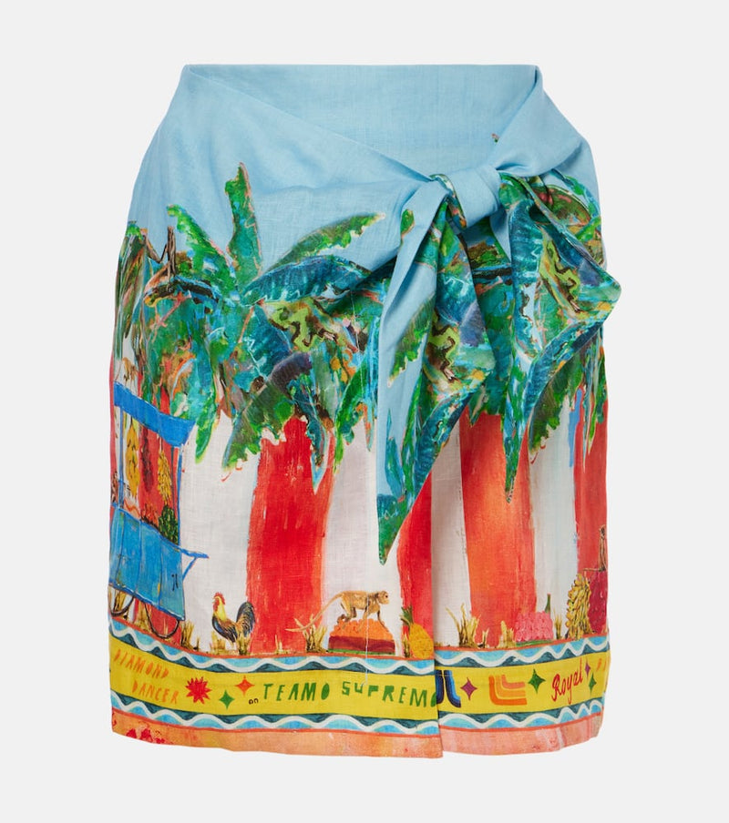 Alémais x Adam Lester All Aboard linen wrap skirt