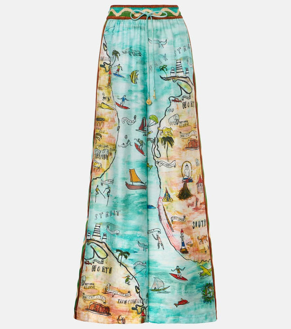 Alémais Swell printed silk twill pants