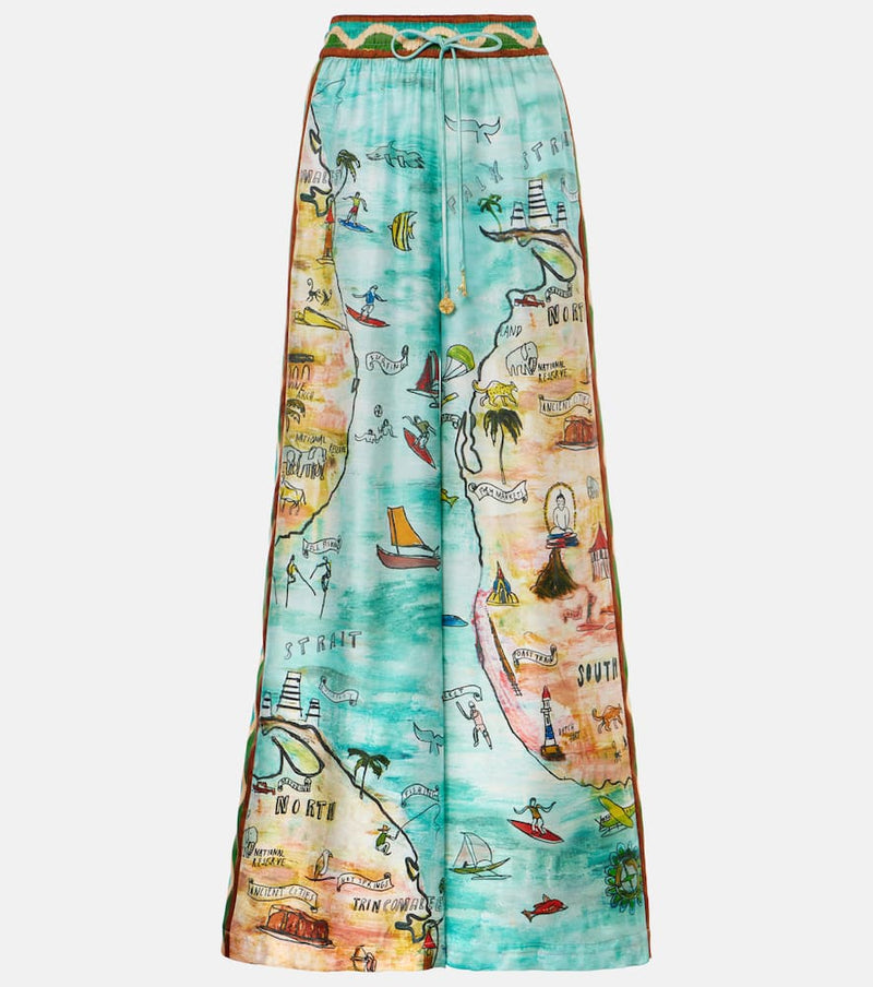 Alémais Swell printed silk twill pants