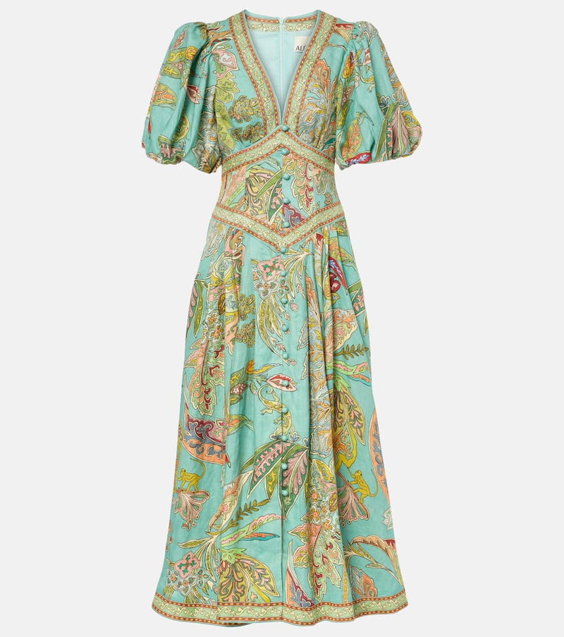 Alémais Franca printed linen midi dress