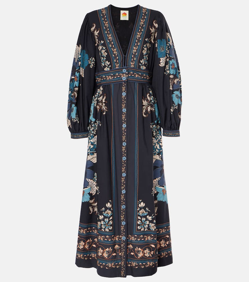 Farm Rio Blossom Tapestry cotton midi dress