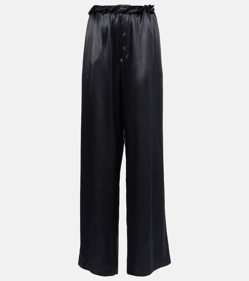 Ferragamo Gathered satin wide-leg pajama pants