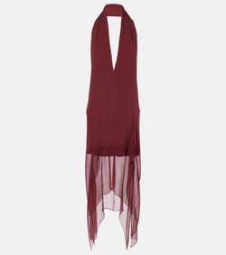 Ferragamo Asymmetric silk georgette minidress